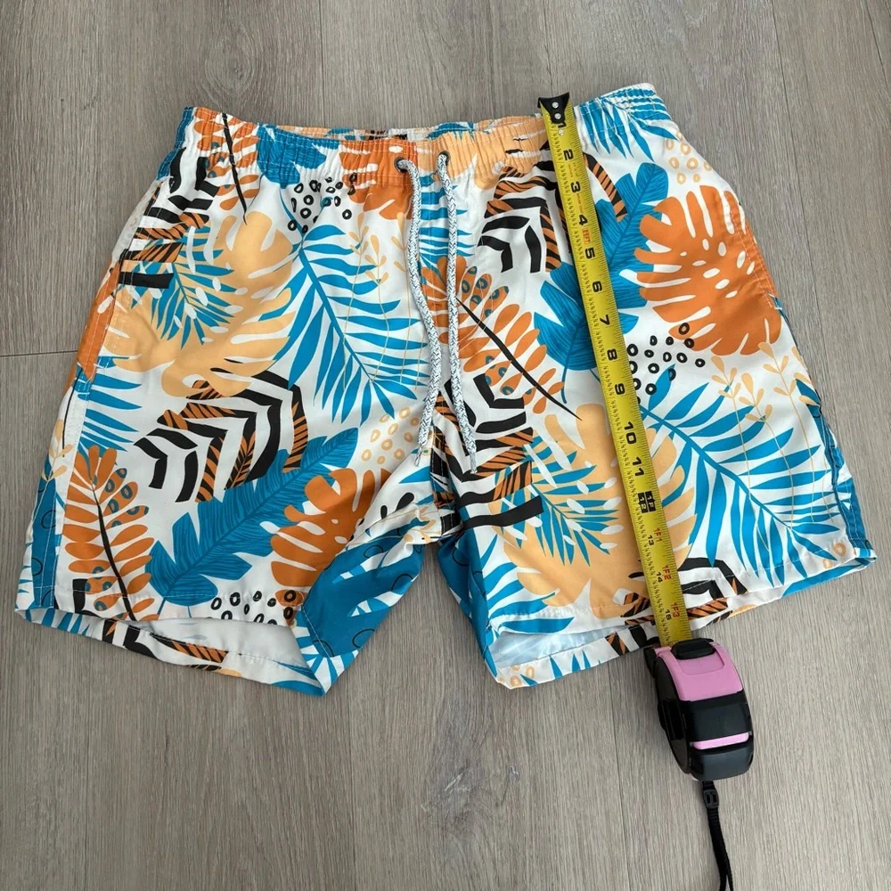 Boys Swim Trunks Shorts Large Blue Orange Cream
Tropical Print Summer Swim Pool - Picture 11 of 13